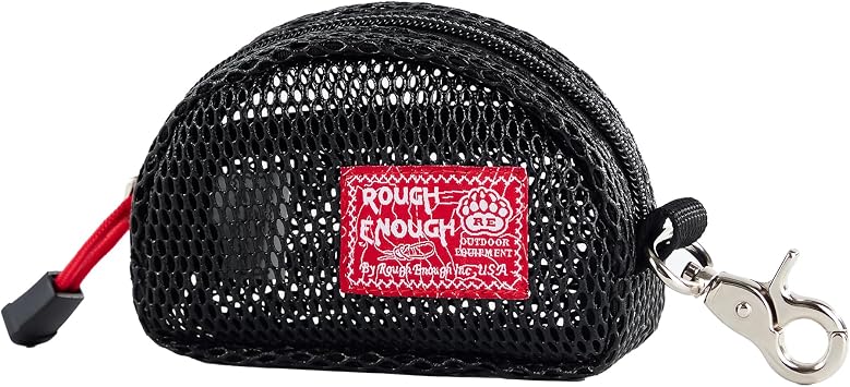Rough Enough Small Coin Purse Pouch Change Card Holder with Zipper Clip on Buckle for Men Women Black Mesh