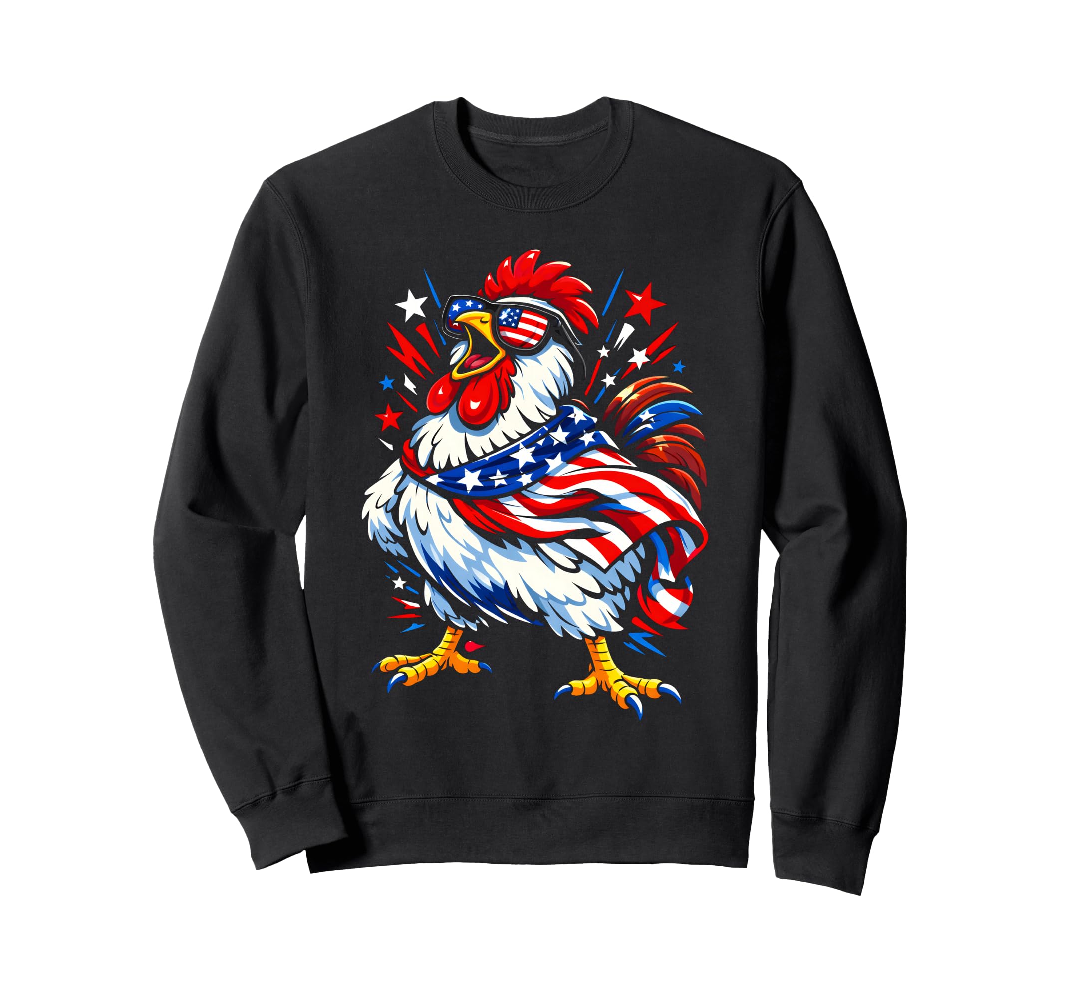 Funny Patriotic 4th of July Chicken Americana USA Flag Sweatshirt