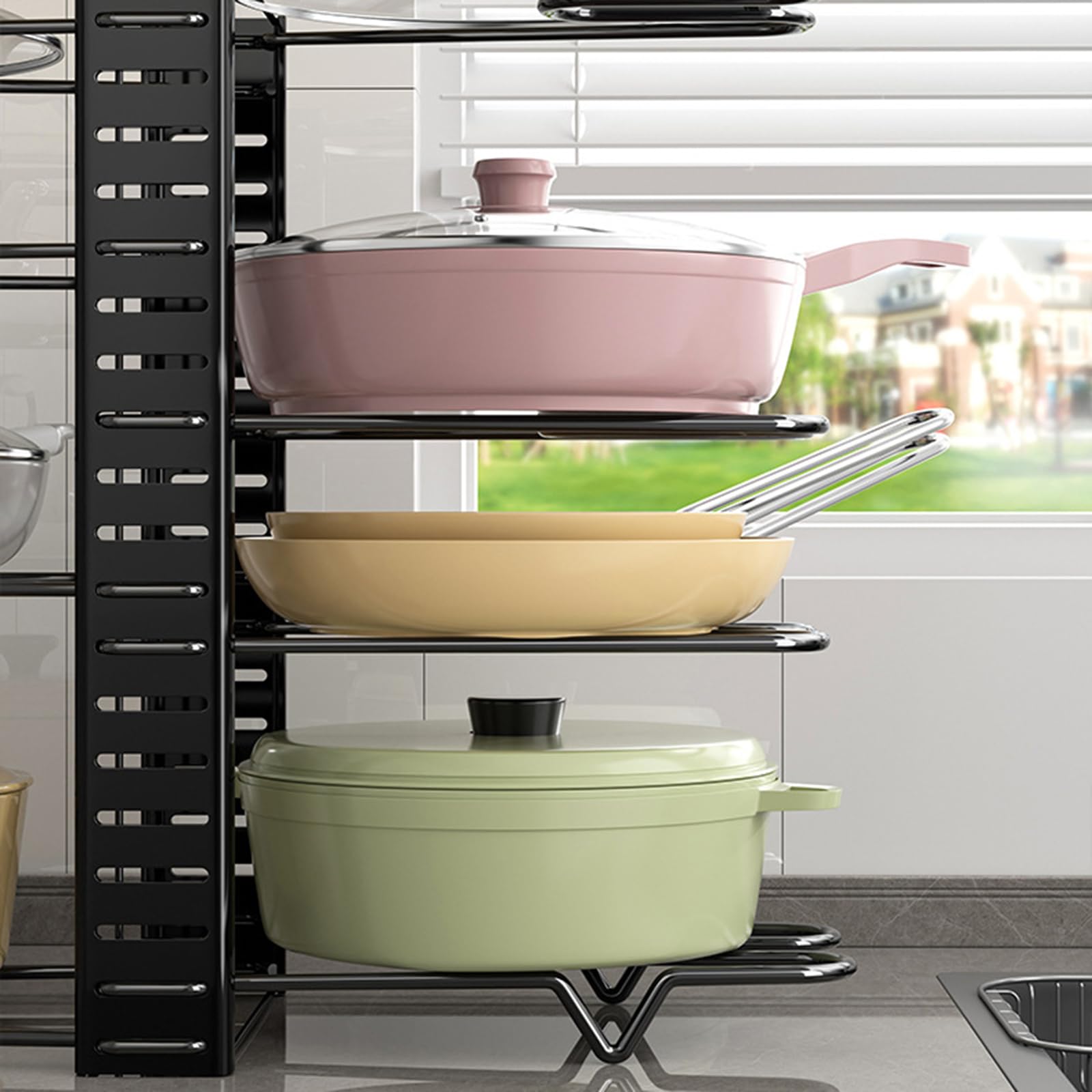 Organizadores de estantes para de Cocina, Estante de Almacenamiento Extensible para Utensilios de Cocina, Tapas de sartenes, gabinete para Ahorrar Espacio, Estante para Platos