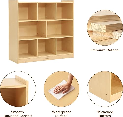 Miniatura 7 de Organizador de almacenamiento de juguetes para habitación de niños, estantería de madera para niños, para aula, organizador de almacenamiento en