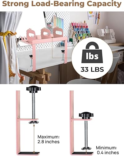 Miniatura 5 de yamagahome Estante de escritorio, organizador de escritorio de metal con 3 divisores extraíbles, organizador de escritorio con ganchos para colgar y