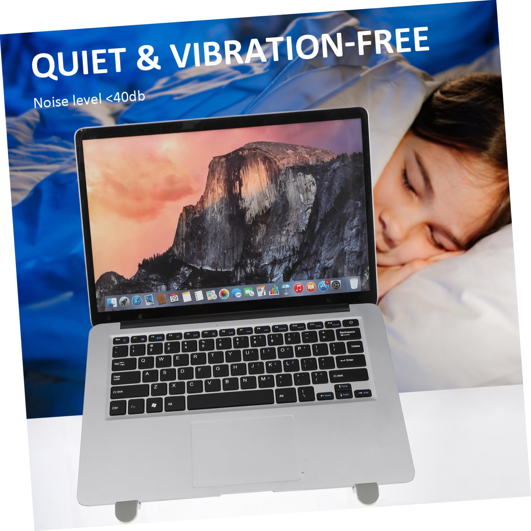 Laptop Cooler Stand Argento Lega di Alluminio Ventola, Atmosfera Estiva | Supporto Pieghevole, Silicone Antiscivolo, Alimentazione Usb, 3w, 0.6a