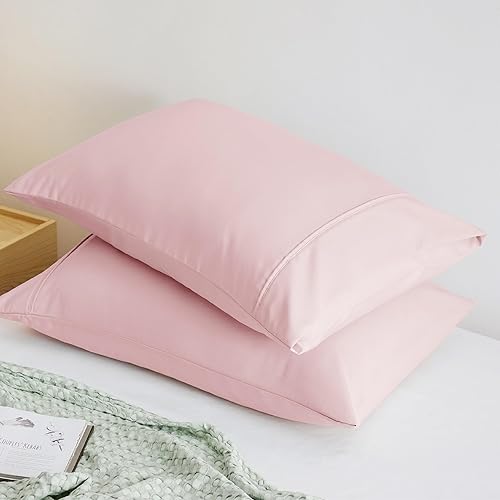 Miniatura 3 de Bedsure Juego de 2 fundas de almohada tamaño Queen, poliéster y rayón derivado de bambú, transpirable, suave y sin arrugas con cierre de sobre,