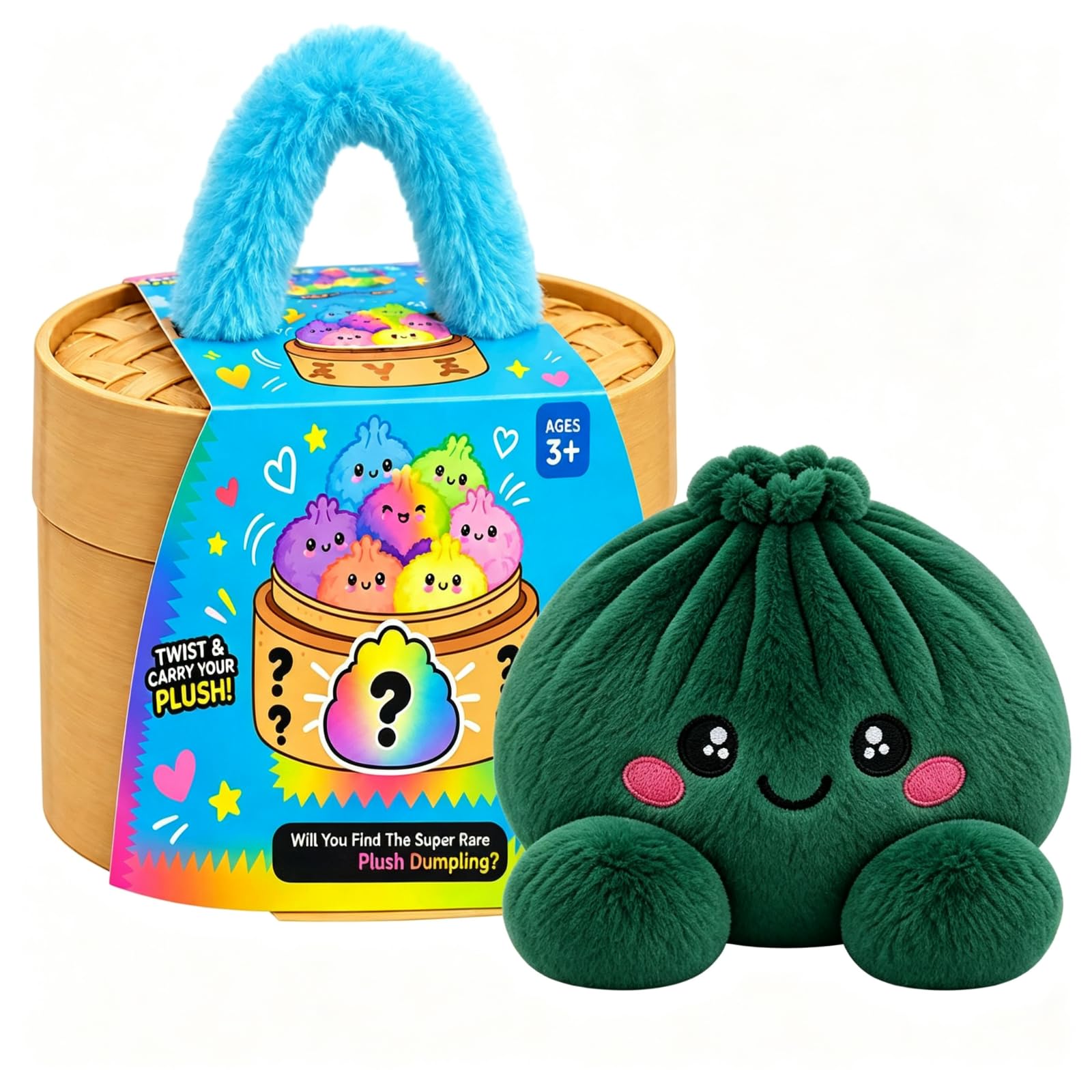 Plush Dumpling Mystery Squishy Bao Bun with Steamer Blind，Green 2