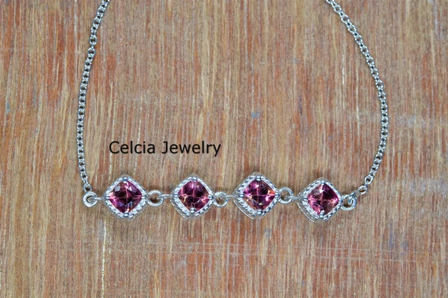 Bracciale in argento sterling 925 puro per donna e uomo, bracciale in ametista naturale con pietra preziosa Bracciale artigianale unico per lei o lui