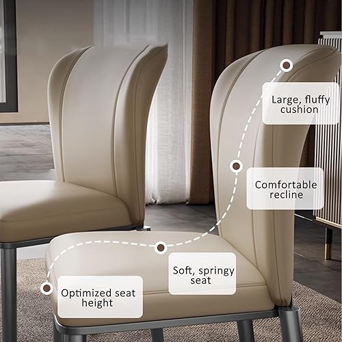 Miniatura 4 de JKGHK Leather Dining Chairs, Kitchen Chairs with Cushioned Pad Seat, Armless Dining Room Chair with Metal Legs, Living Room Chair for Home, Offices,