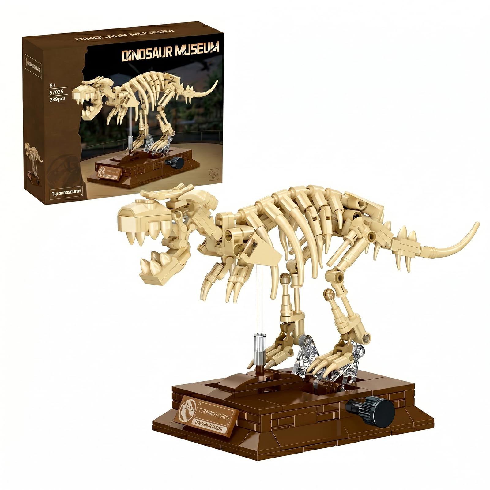 DRZYJ Tyrannosaurus Rex Dinosaur Fossil Building Set, 289Pcs Movable T-Rex Skeleton Model Kit with Museum Display Stand, Educational Dinosaur Toy for Kids 8 for Dinosaur Lovers & Collectors