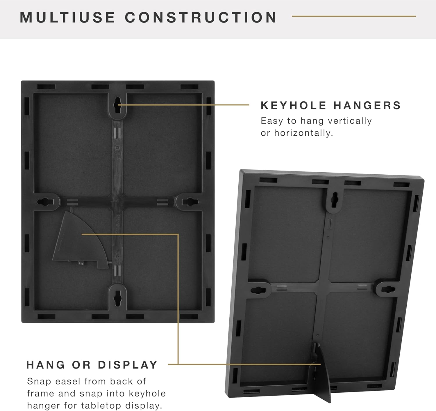 MCS Format 8x10 Picture Frame Black, Vertical & Horizontal Wall Hanging Picture Frame for Photos & Art Prints (6-Pack)