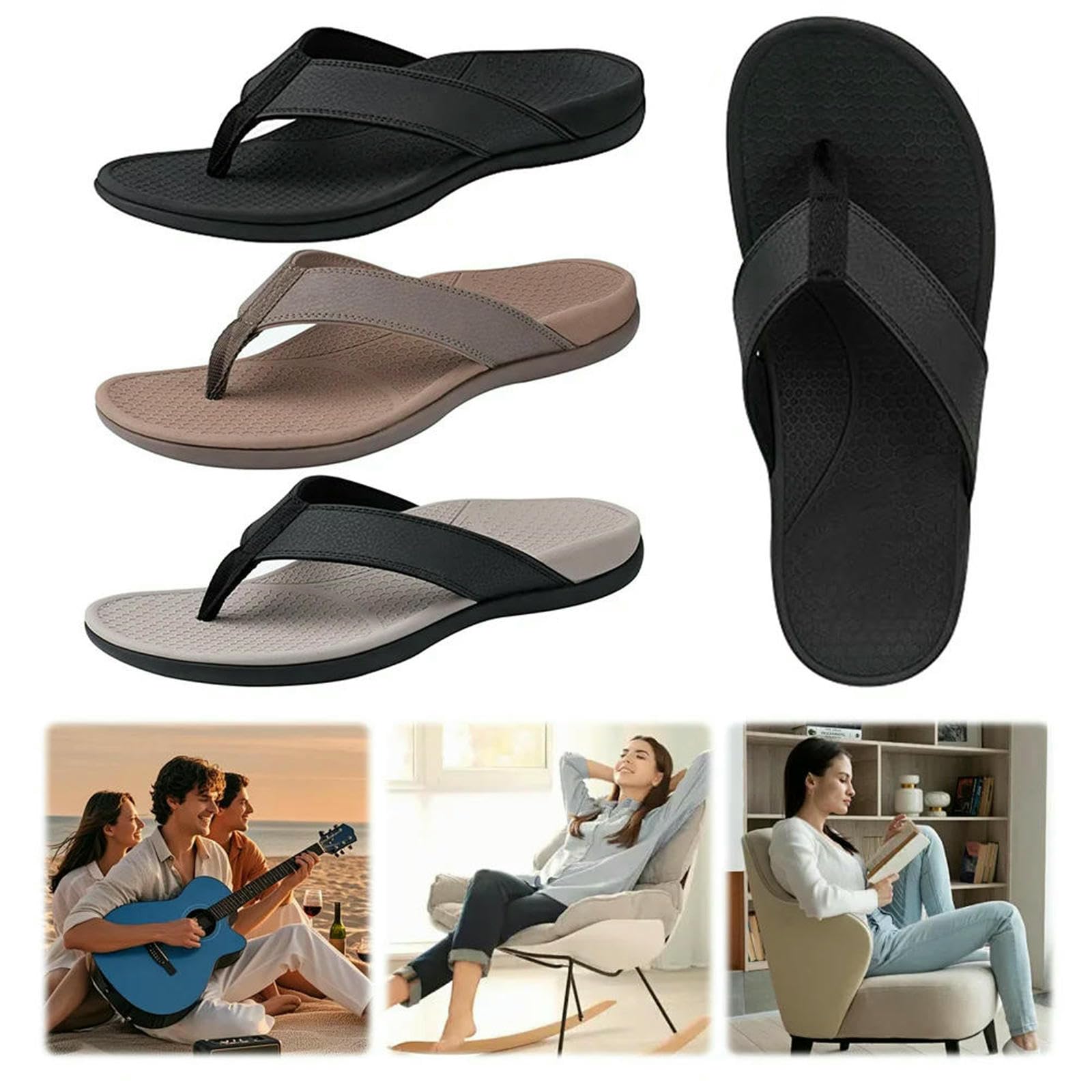 Chanclas Sandalias Cómodas No De Playa para El Alivio del Estrés Y Pie-gris-44
