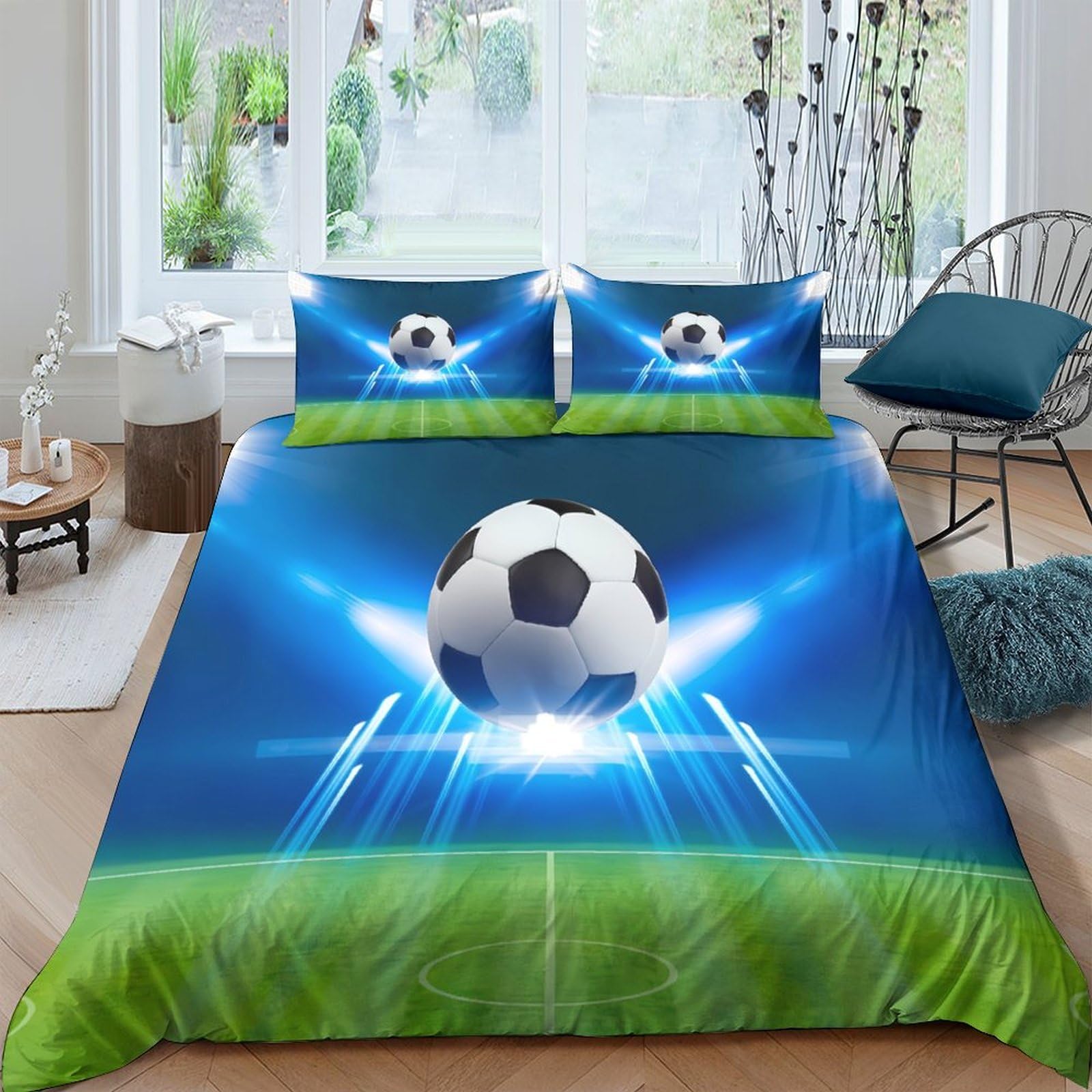 Ctjqhvkz Style-3 3D Printed Football Stadium Fitted Sheet Microfiber Soft Decor Soccer Bed Cover For Bedroom Guest Room Dorm Single（135X200cm）