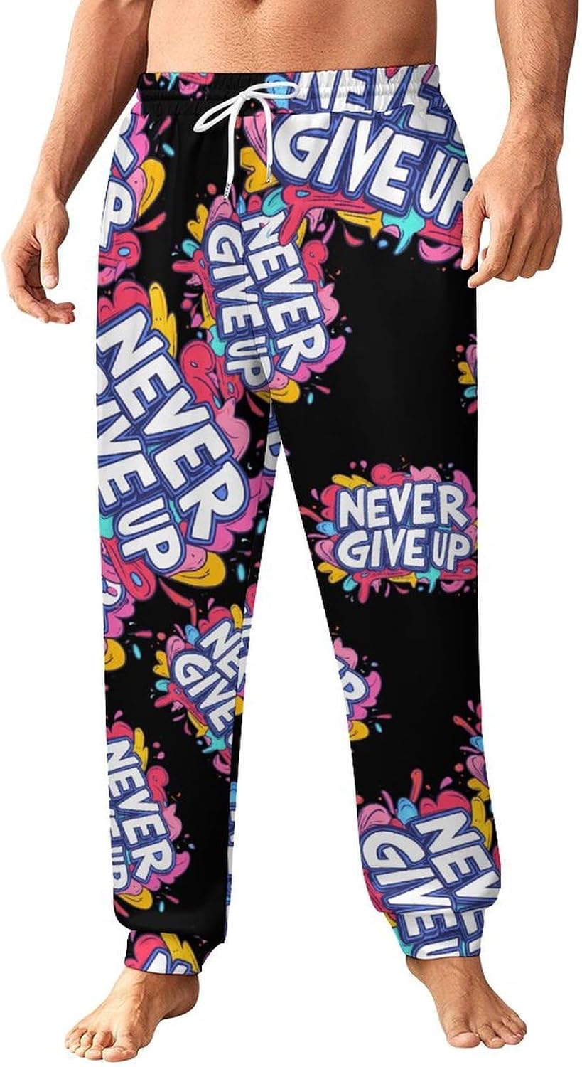 Never Ever Give Up Men's Pants Athletic Workout Sweatpants Jogger Casual Pant for Sports Home