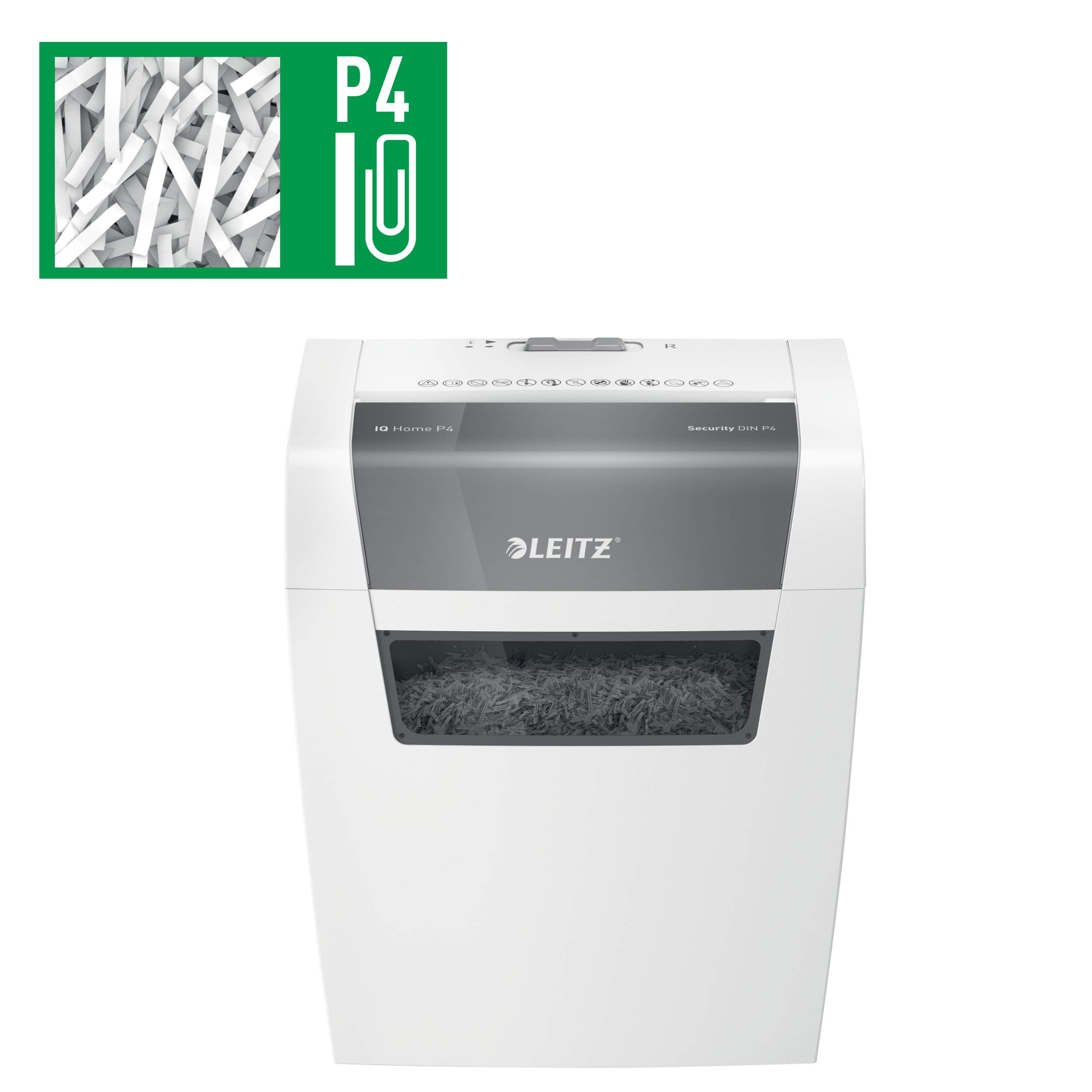 Leitz IQ Home 80340000 - Destructora de papel (7-6 hojas, 70-80 g/m², 15 litros, silenciosa y compacta), color blanco