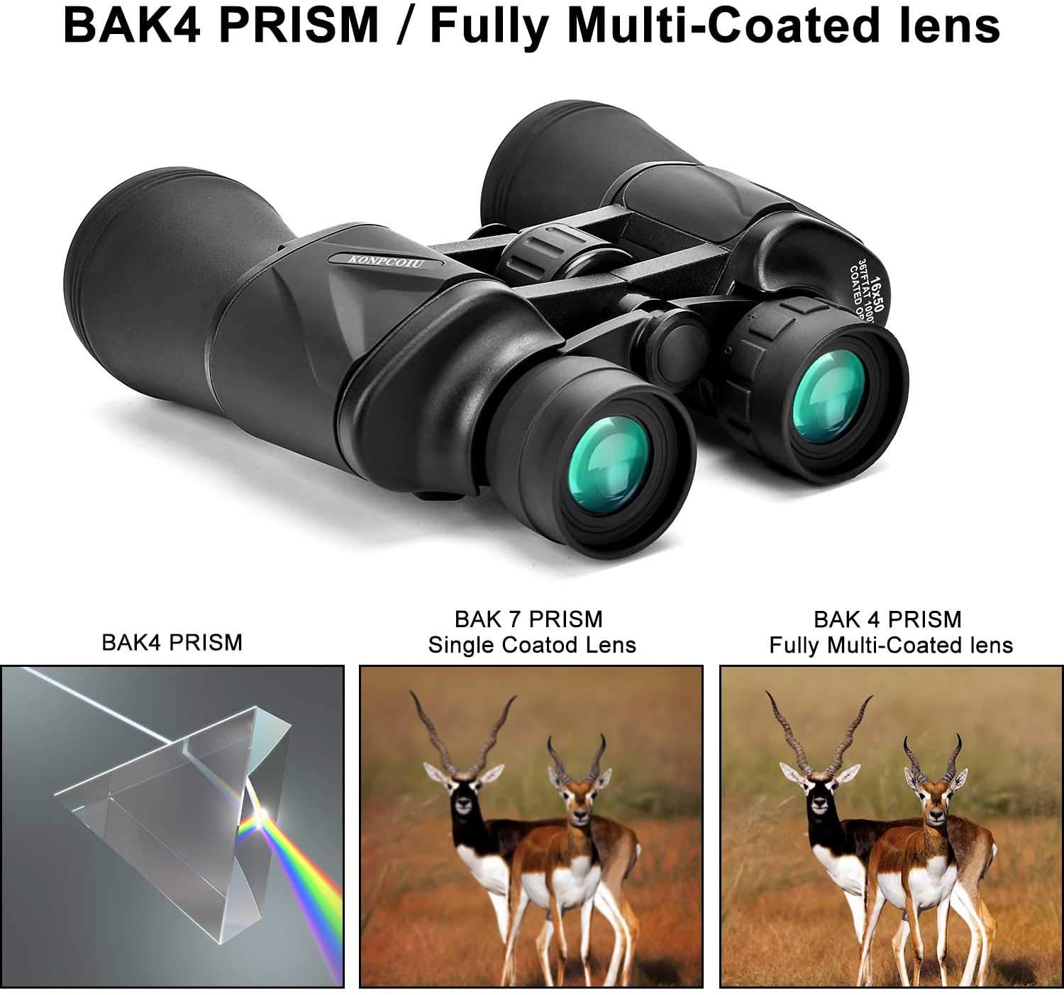 16 x 50 Powerful Binoculars for Adults, HD Professional Portable and Waterproof Compact Binoculars, Equipped with a Binocular Harness Strap, Suitable for Bird Watching/Hunting/Travel/Viewing Wildlife : Electronics