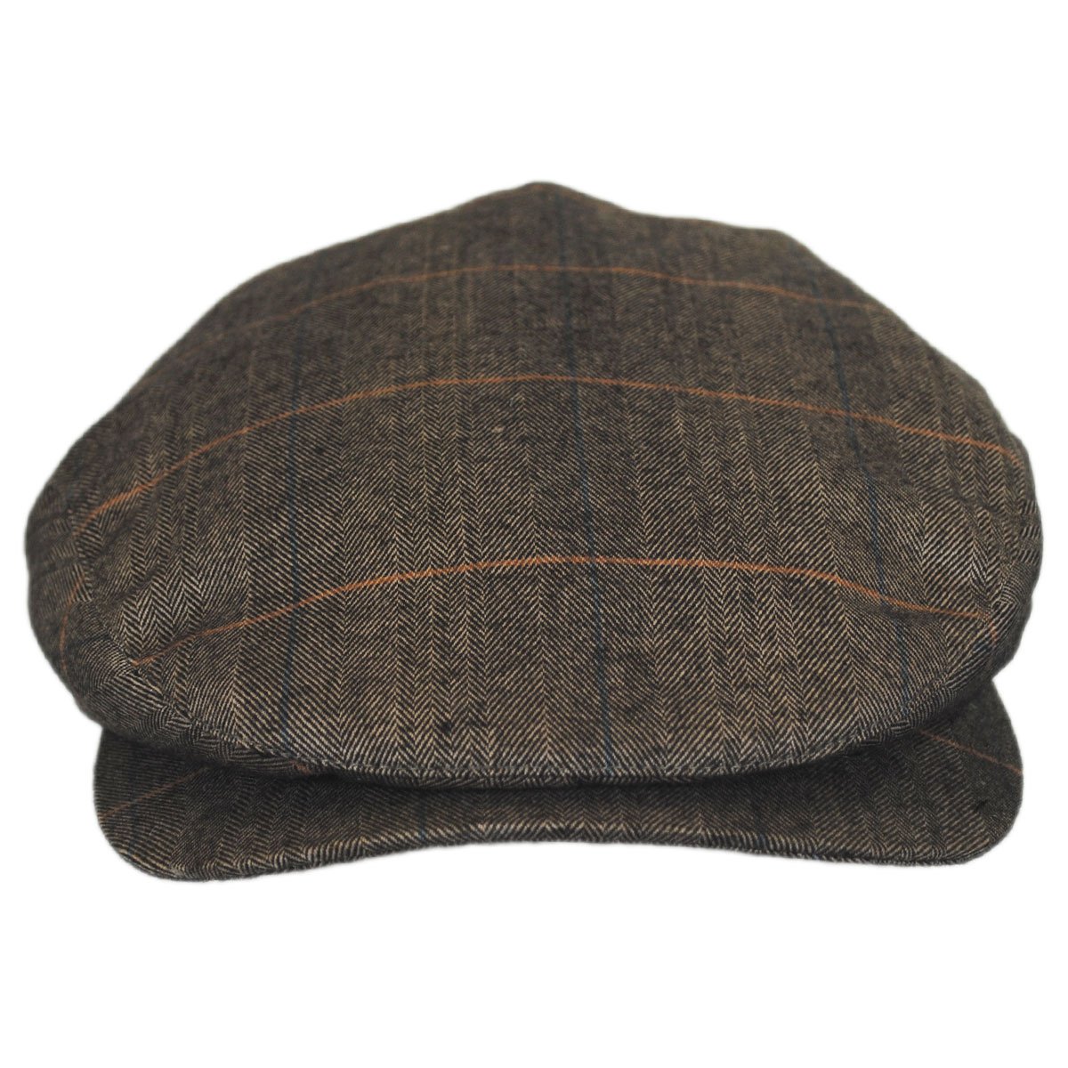 Hoxton Herringbone Plaid Wool Blend Ivy Cap (XX-Large) Brown