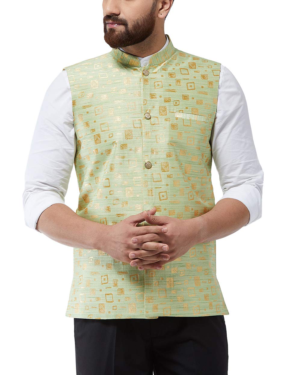 sojanya (Since 1958 Men's Jacquard Silk Designer Waist Coat-picture-20