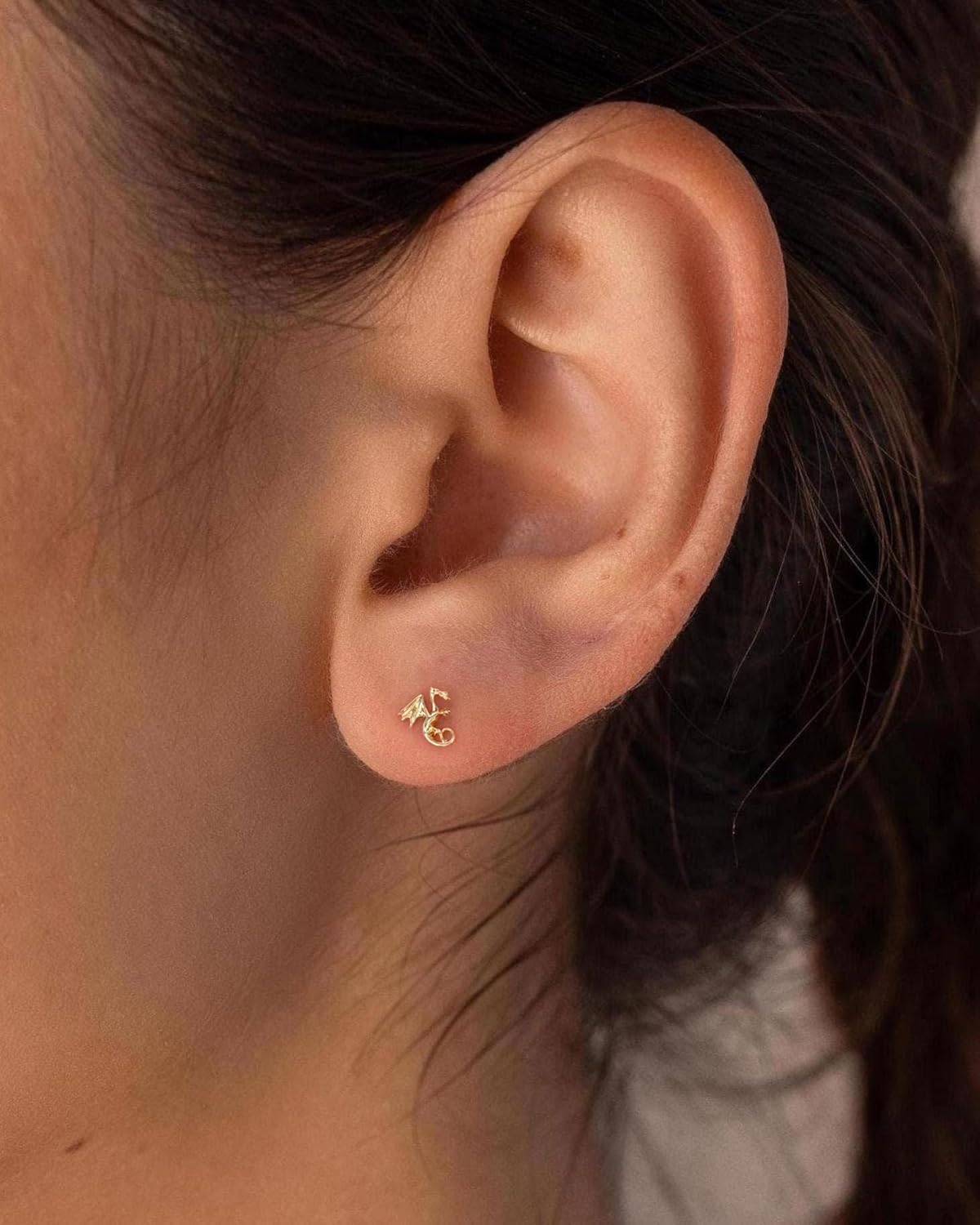 Flat Back Earrings- 14K Gold/White Gold Plated Tiny Bow Sun Moon Star Hammerhead Shark Dragon Cowboy Boot Palm Tree Softball Flatback Stud Earrings for Women Helix Jewelry - Image 2