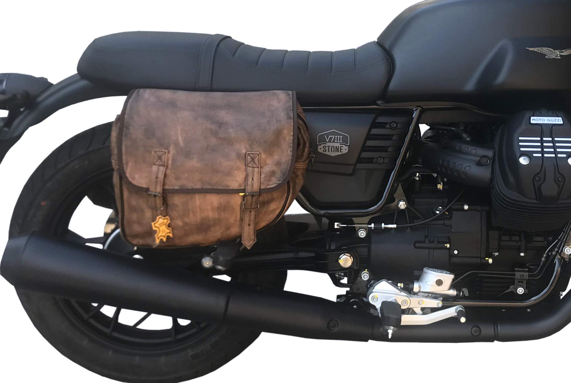 COPPIA BORSE BISACCE LATERALI NEVADA IN MORBIDA VERA PELLE - CAFE' RACER CUSTOM VINTAGE