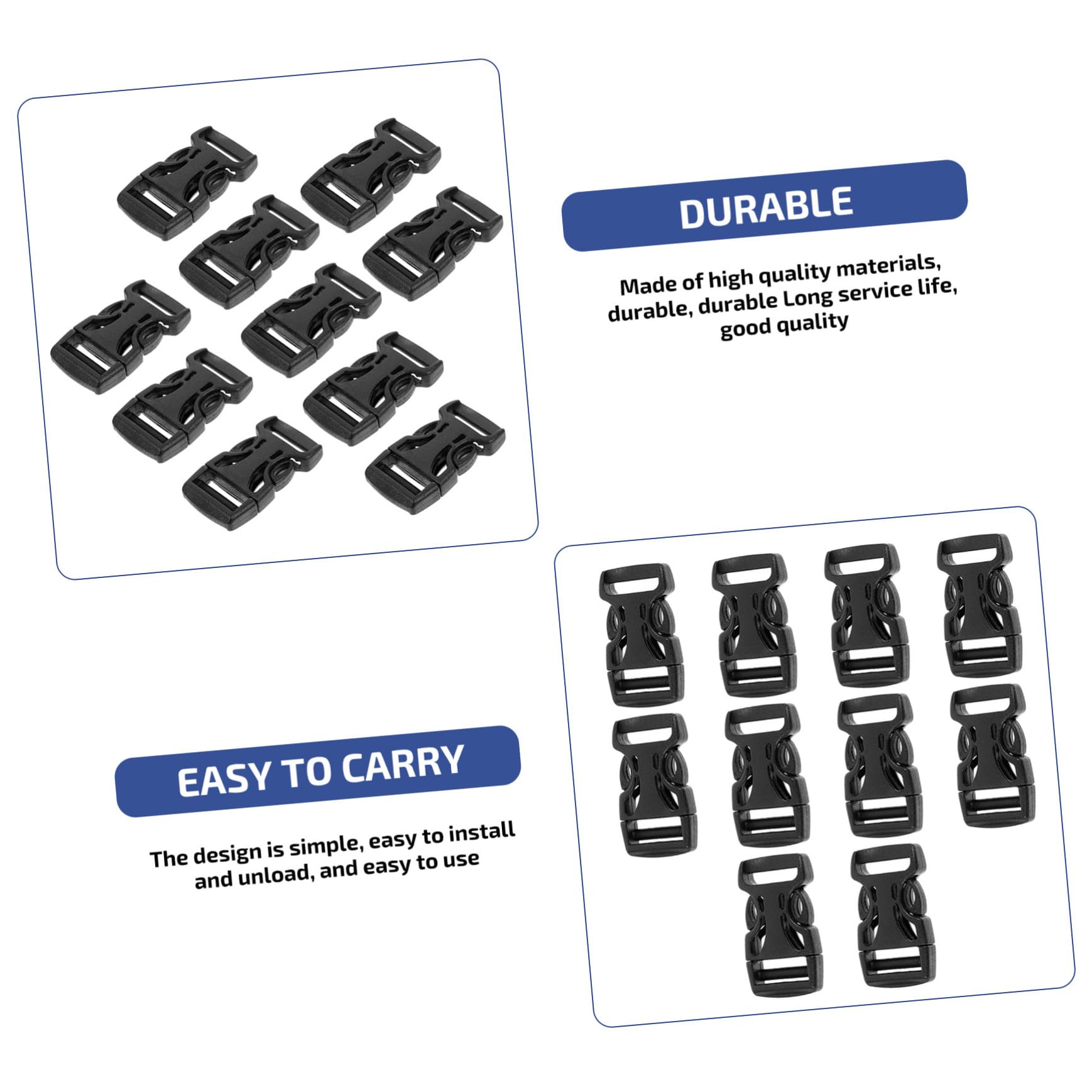 100 piezas Buckles para Equipaje de Liberación Rápida Hebillas de Correa de Accesorios Duraderos para Maletas y Mochilas Material Ecológico Pom Repuestos Prácticos para Uso Diario
