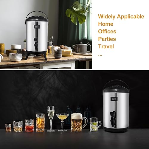 Miniatura 7 de Dispensador de bebidas aislado  Dispensador térmico de acero inoxidable de 10 litros2.7 galones, dispensador de bebidas calientes y frías, con