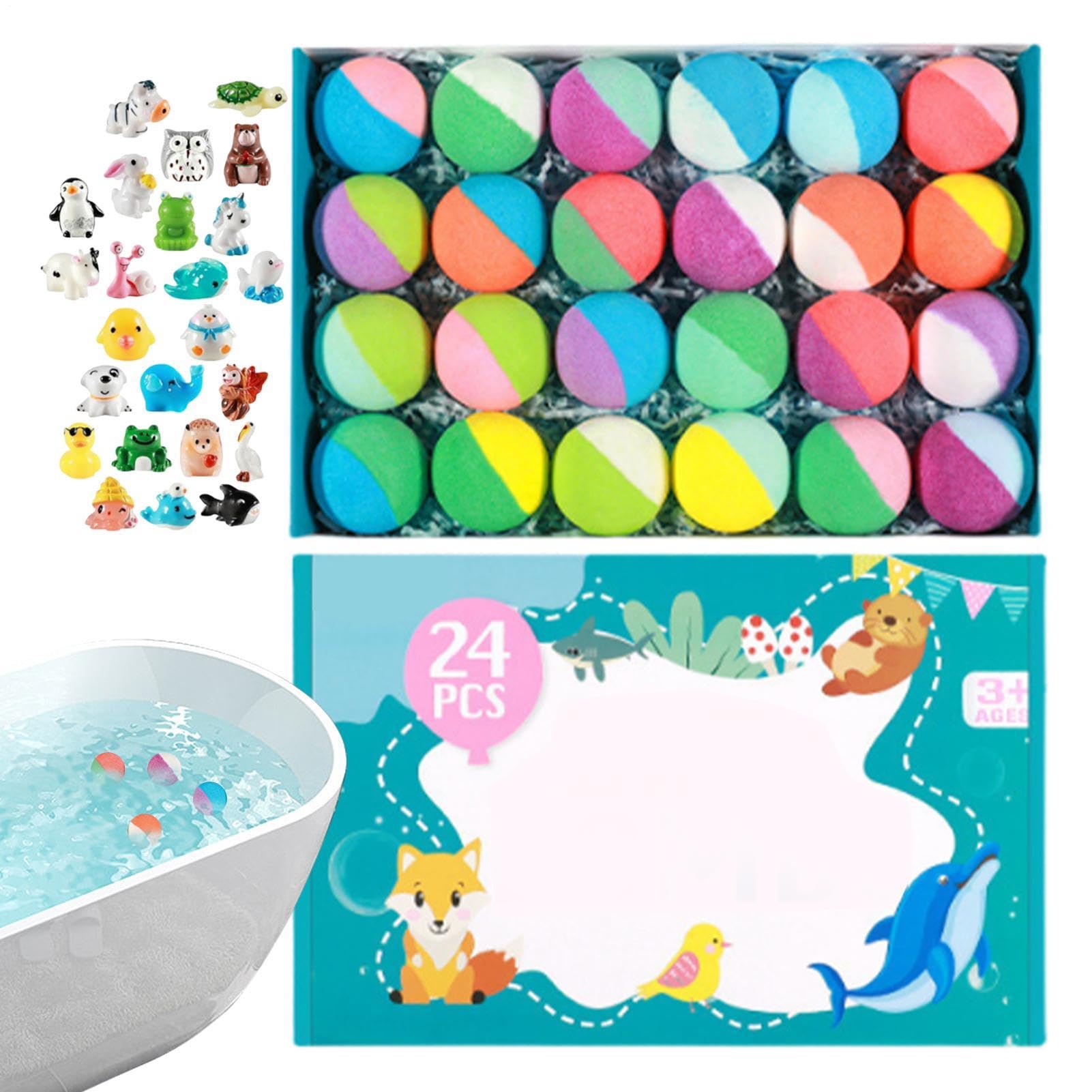 -Badewanne für Frauen - 24 Stück Tier-Thema Badeblasen mit Spielzeug Badekugeln | Entspannendes Fun Badeset für Frauen Mädchen Oma Männer Jugend Zuhause Reisen Dr