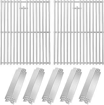 Hisencn Replacement Parts for Nexgrill 720-0830H, 720-0888N, 720-0783E, 720-0888, 720-0783C, Stainless Steel Cooking Grid and Heat Plates for Nexgrill 4&5 Burner Grill, 17 Inch Grill Grates