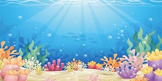 MIRRORANG 91x50cm Fondo de terrario de Acuario de Dibujos Animados bajo el Agua Azul mar Colorido Coral Tanque de Peces Fondo Vinilo