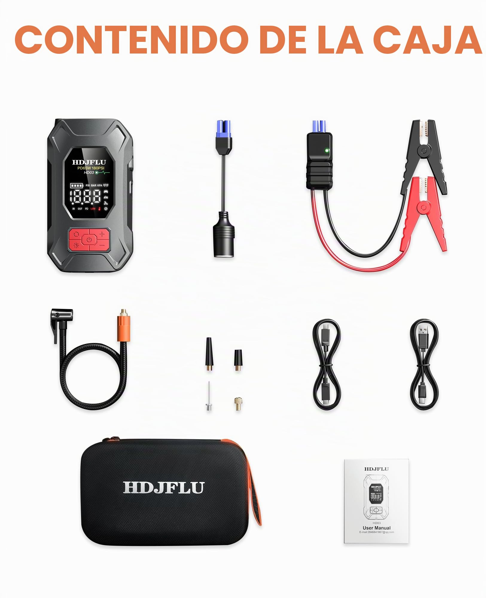7500A 180 PSI Luftkompressor, 24000 mAh Autobatterie-Startgerät | Startbox für Alle Benzin-/10-Liter-Diesel-Fahrzeuge, 65 W PD Schnellladungs-Bank, tragbare Reifenluftpumpe