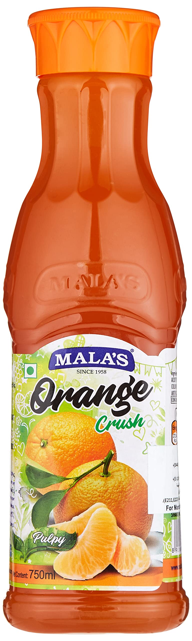 Mala’s Fruit Crush Orange Flavor 750ml, Fresh & Citrusy Beverage Mix