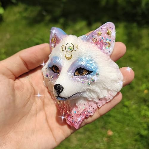 Miniatura 4 de Molde de silicona de resina epoxi con cara de zorro para espiritual, tótem animal, cabujón, collar, colgante, joyería, jabón de arcilla polimérica,