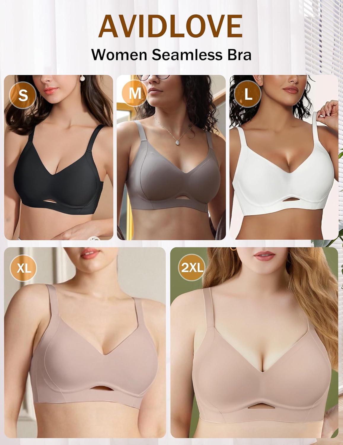 Avidlove Seamless Bras for Women Wireless Push Up Bra Comfort Full Coverage Bralette Supportive No Underwire T-Shirt Bra - Image 4