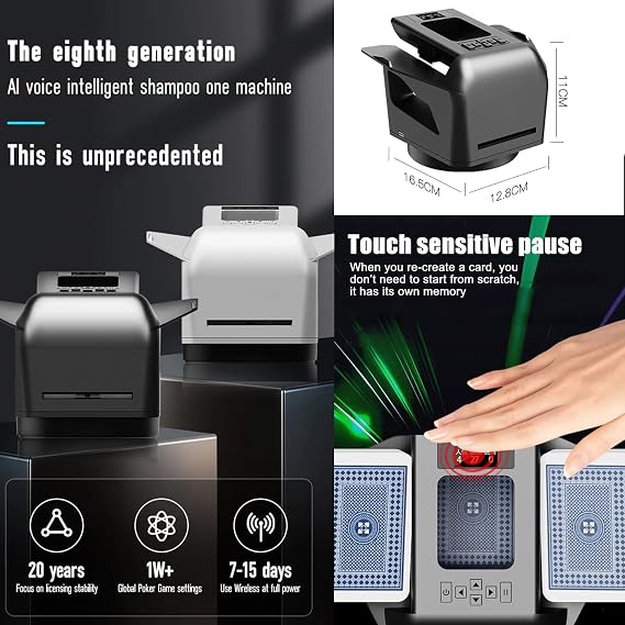 2-in-1 Automatic Card Shuffler & Dealer, Intelligent Voice Card Dealer, with 4 Wireless Dealer Buttons, Support Multi-Angle Dealing, Dealing Distance & Speed Adjustable, for Different Playing Cards