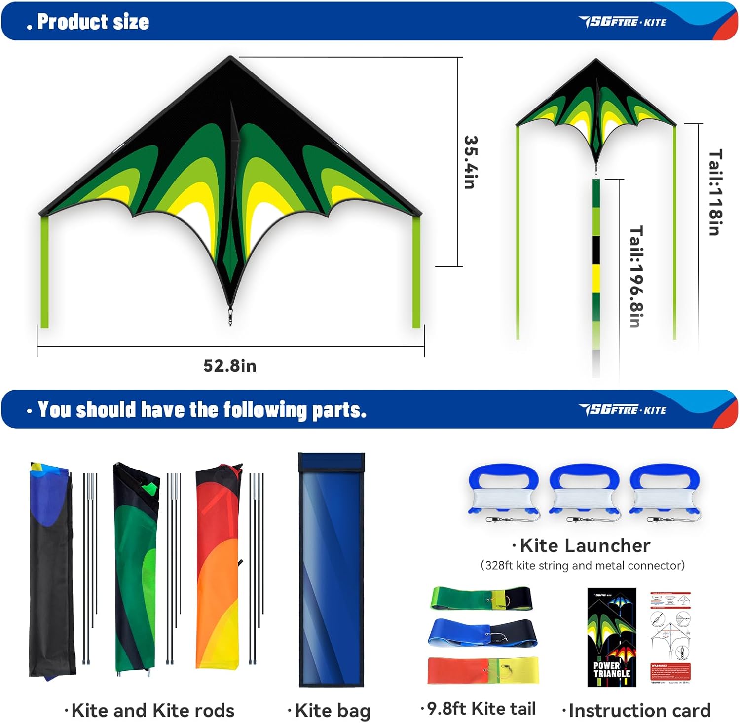 SGftre Delta Kite Easy to Fly,Single Line String with Tail for Beach Flying Kites for Kids and Adults Kites Outdoor Trip Park Family Game (Skyward Prairie 3-Piece Set)