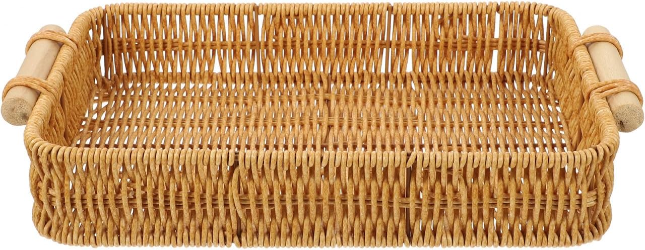 Rustic Woven Basket Iron Plastic Multipurpose Tray