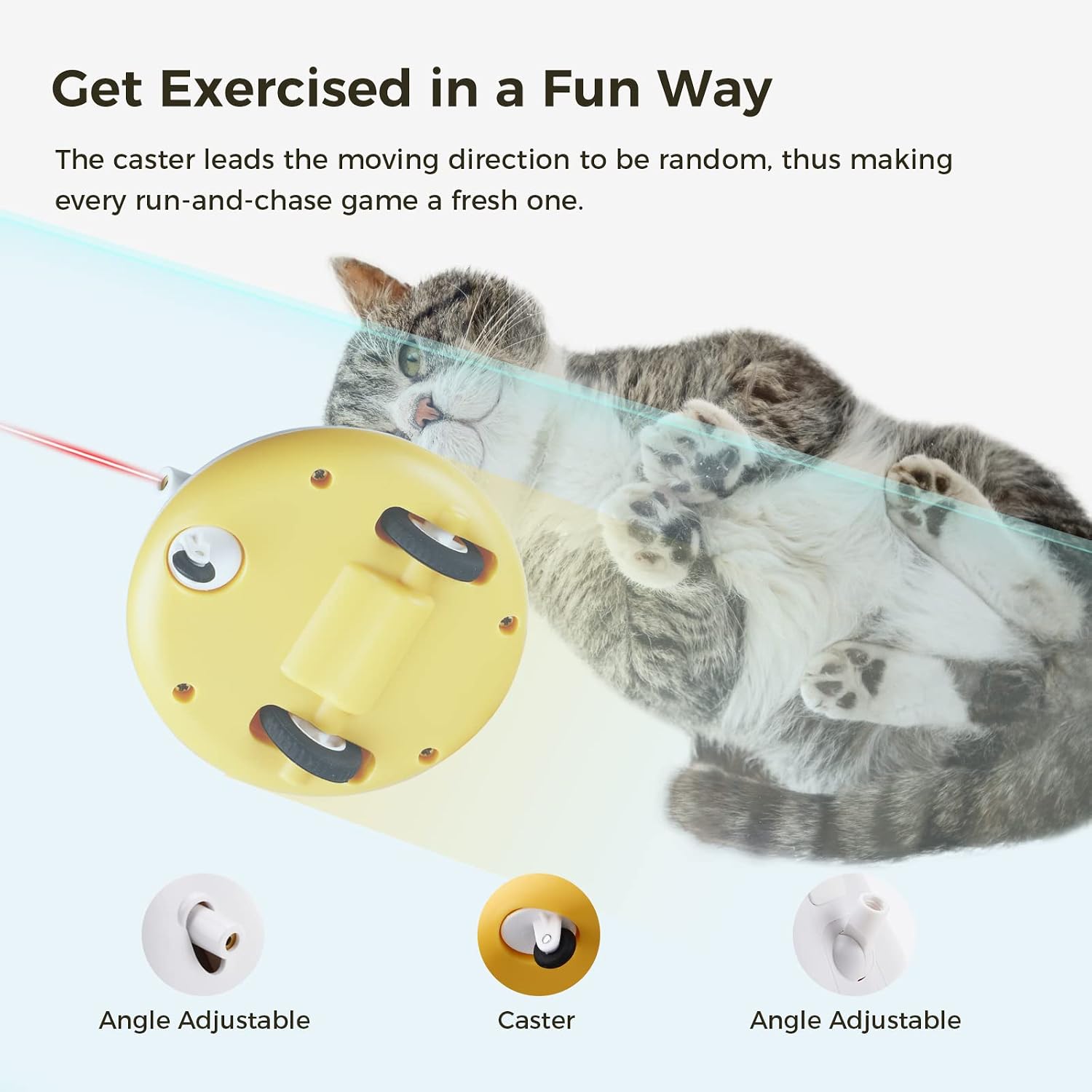 Biubiucat Automatic Interactive Cat Feather Toy: Electric Indoor Kitten Toy - Rechargeable Auto Robotic Moving Cats Toy with Play Teaser & Pointer - Satisfies Kitty’s Exercise, Chasing and Needs