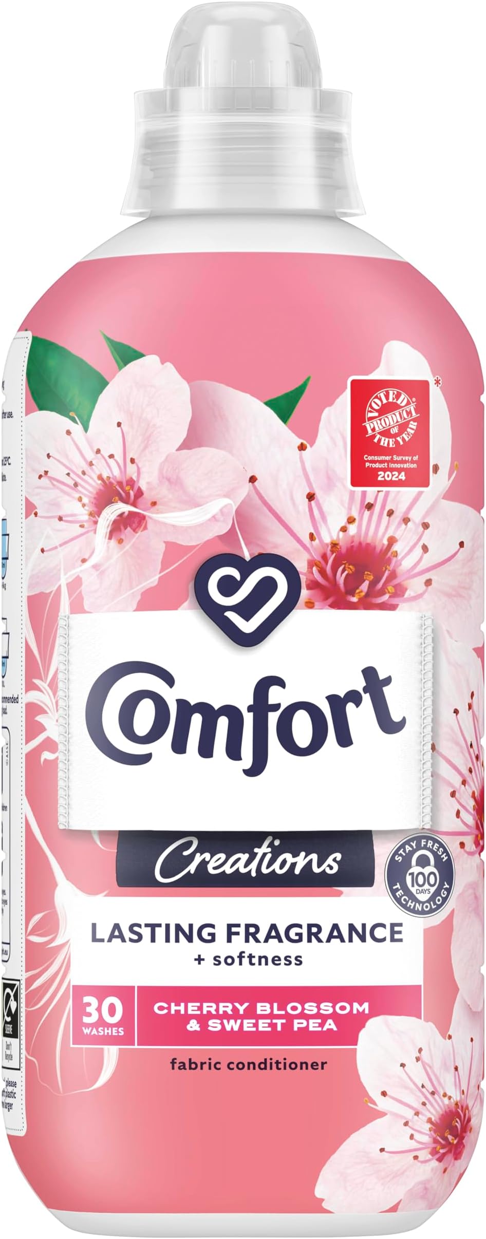 Comfort Creations Cherry Blossom & Sweet Pea Fabric Conditioner with Stay Fresh technology for 100 days of freshness + fragrance* 30 washes (900 ml)