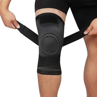 Knee Support 1 Pair with Adjustable Velcro Strap Black M