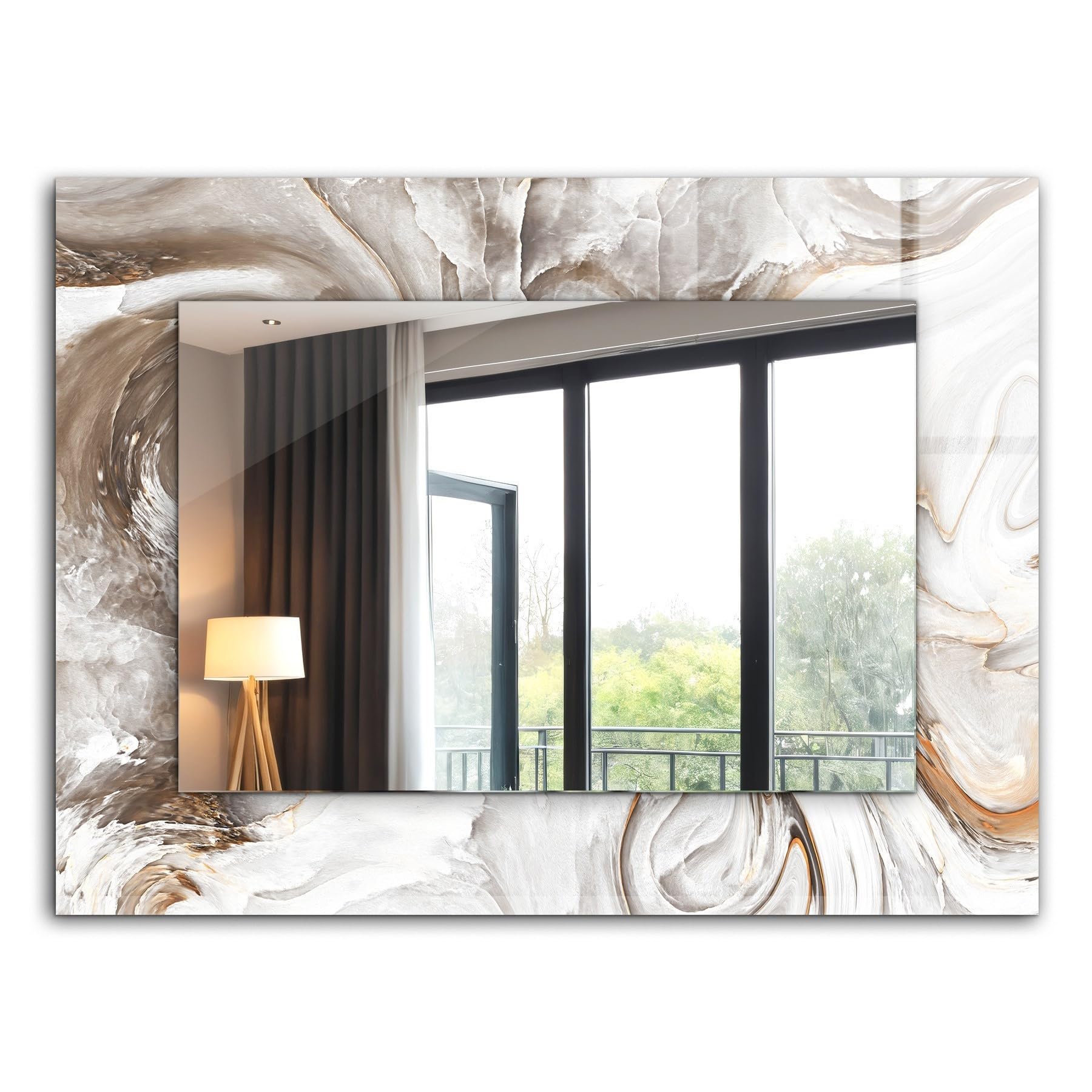 Miroir rectangulaire horizontal ou vertical 80x60cm Tulup pour décoration murale de salon