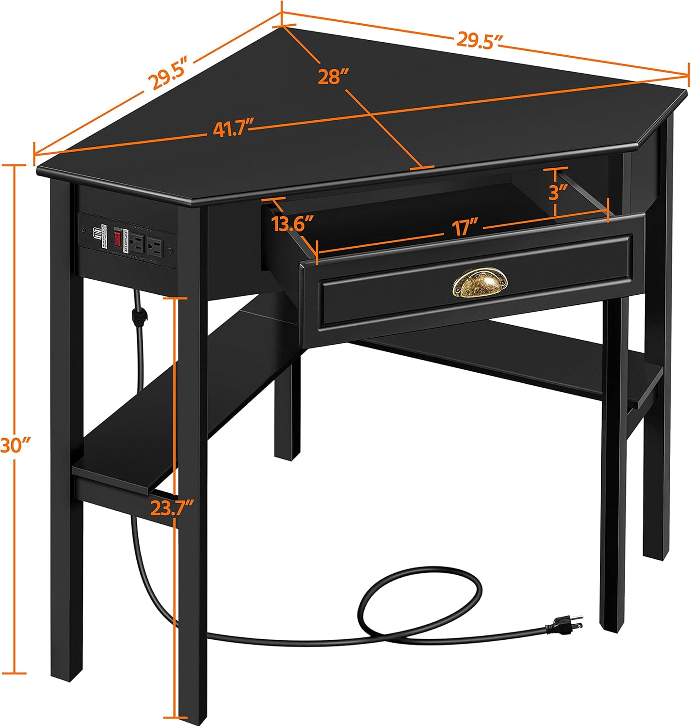 Dimensions of the Yaheetech L Shaped Computer Desk.