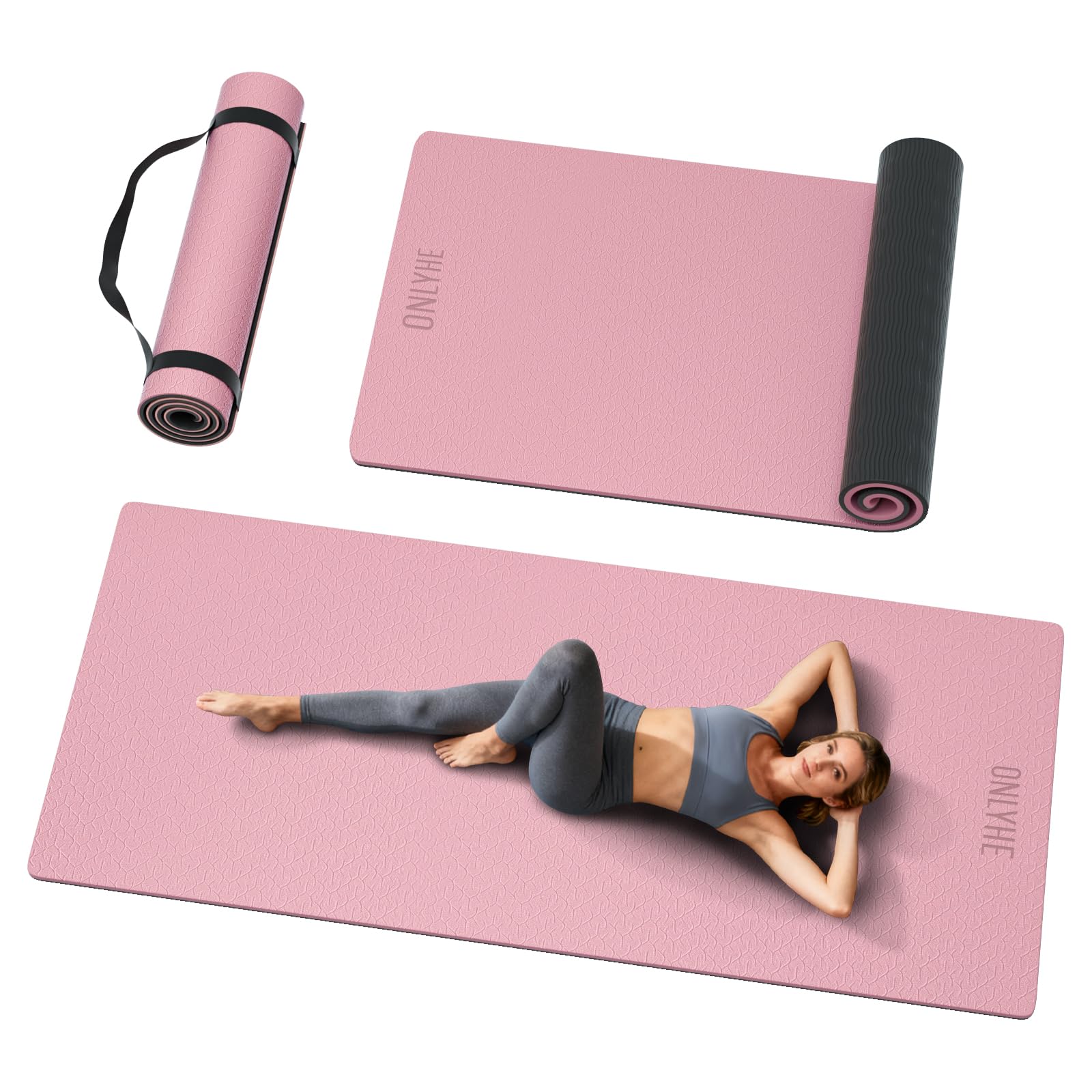 Extra Long Wide Yoga Mat for Tall Men Women 76x32 6x7mm - High Density TPE Non-Slip Both Sides