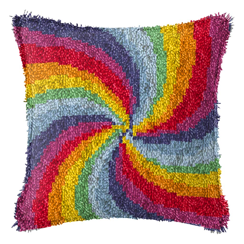 Latch Hook Kit DIY Cushion Cover Rug Carpet Making Embroidery Kit Rainbow