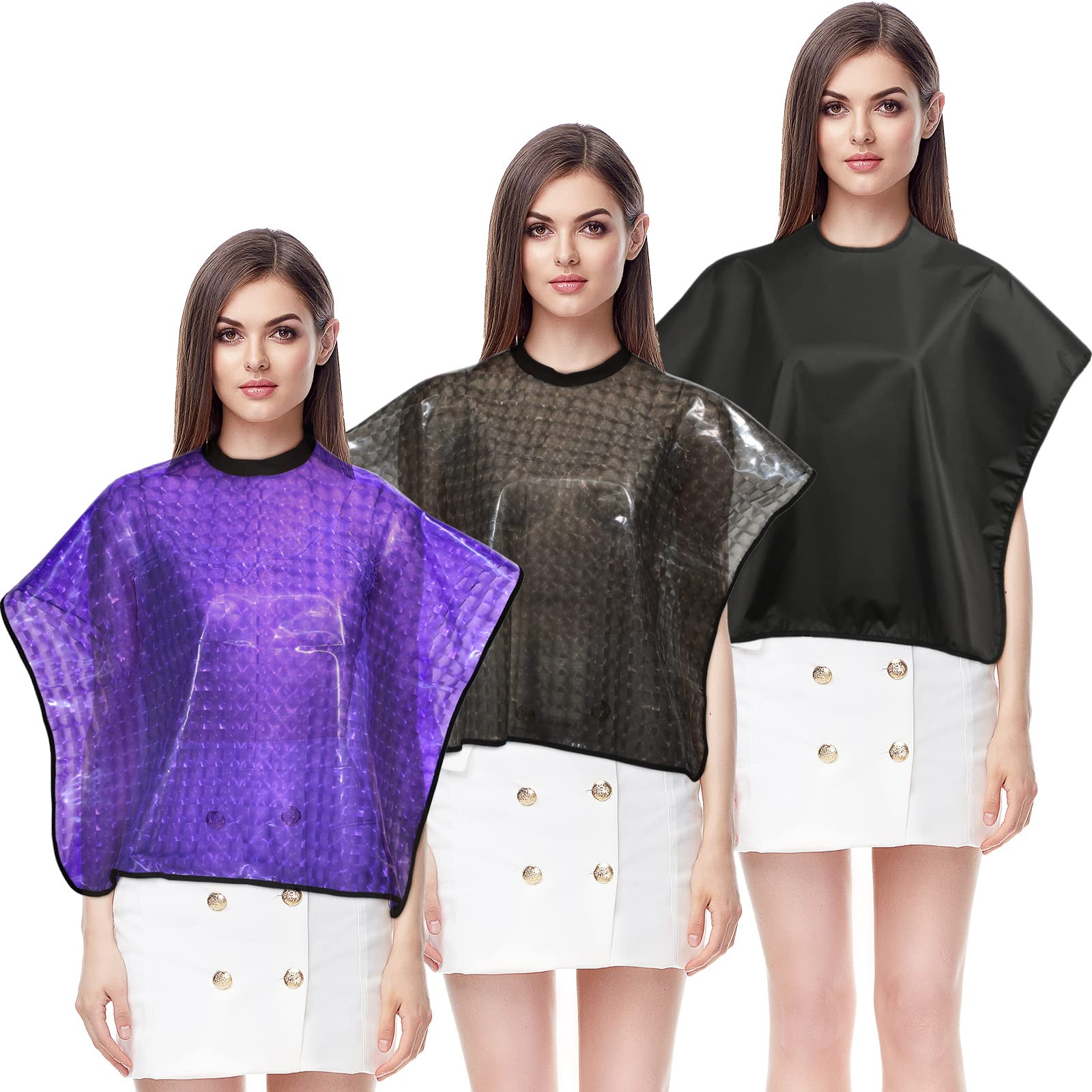 3 Pcs Shampoo Cape Hair Color Cape para salones Clientes Maquillaje Tinte para el cabello, 3 colores, Negro, gris, morado. 2