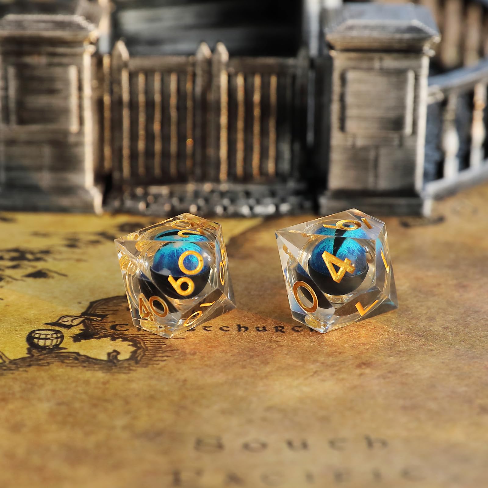 Dés de Jeux Oeil de Dragon à Noyau Liquide pour Donjons et Dragons, DND Dés Jeu de Role 7 pièces Résine Polyédriques D4 D6 D8 D10 D12 D20 D% pour Ttrpg MTG RPG Dés Jeu de Role avec Boîte-Cadeau
