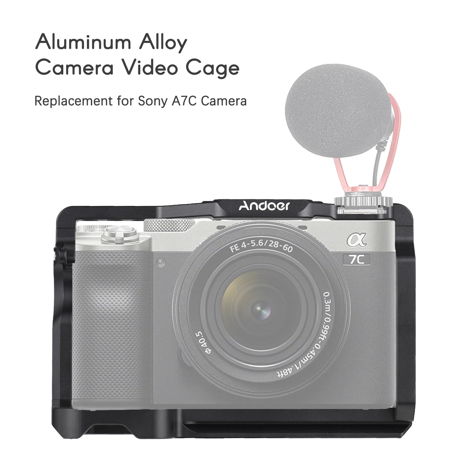 Andoer Camera Video Cage + Top Handle + Side Hand Grip Kit Aleación de Aluminio Cámara Video Cage con monturas de Zapata fría Numerosos Hilos de 1/4 de Pulgada Reemplazo para cámara Sony A7C