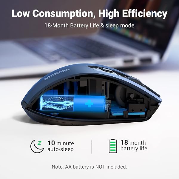 UGREEN 2.4G Maus kabellos mit 4000 DPI, Ergonomisches Design, Wireless Mouse mit USB Empfänger, 18 Monate Akkulaufzeit, funkmaus kompatibel mit Laptop Computer Windows macOS Linux (Blau) - 5