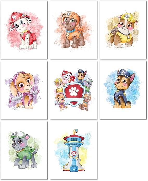 Nistio® Paw Patrol Wall Decor Prints, Paw Patrol Wall Art
