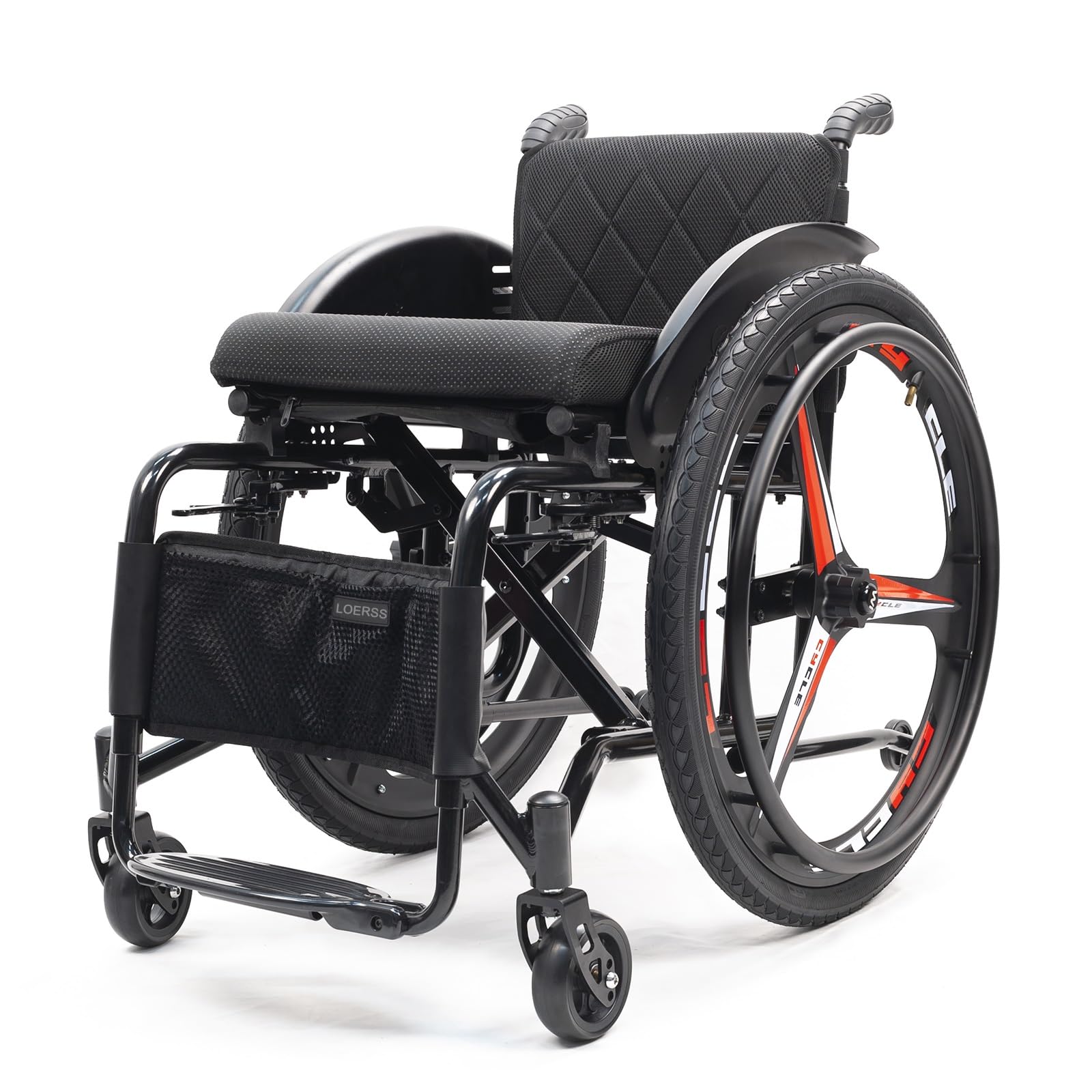 Sedia a rotelle sportiva pieghevole for tutti i terreni, sedia manuale portatile, sedia a rotelle pieghevole leggera e autospinta, sedia a rotelle da trasferimento autospinta(40cm/15.7in)