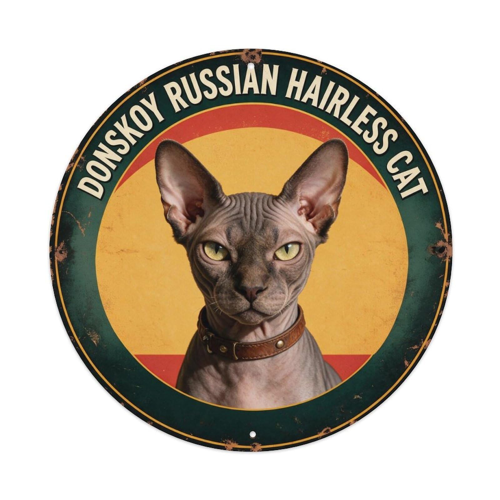 Donskoy Russian Hairless Cat Metal Tin Sign Plaque