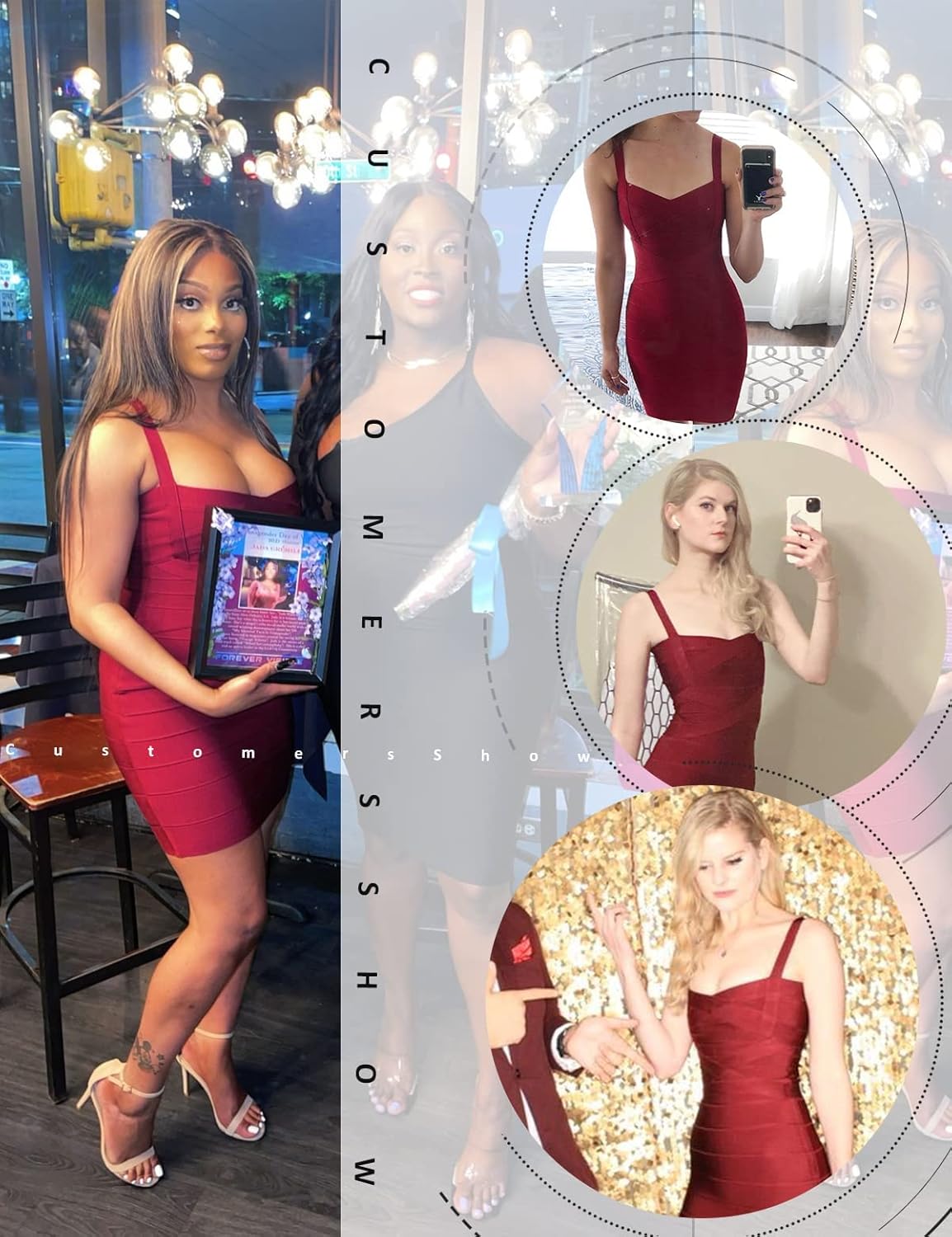 meilun Women's Celebrity Bandage Bodycon Dress Strap Party Pencil Dress - Image 4