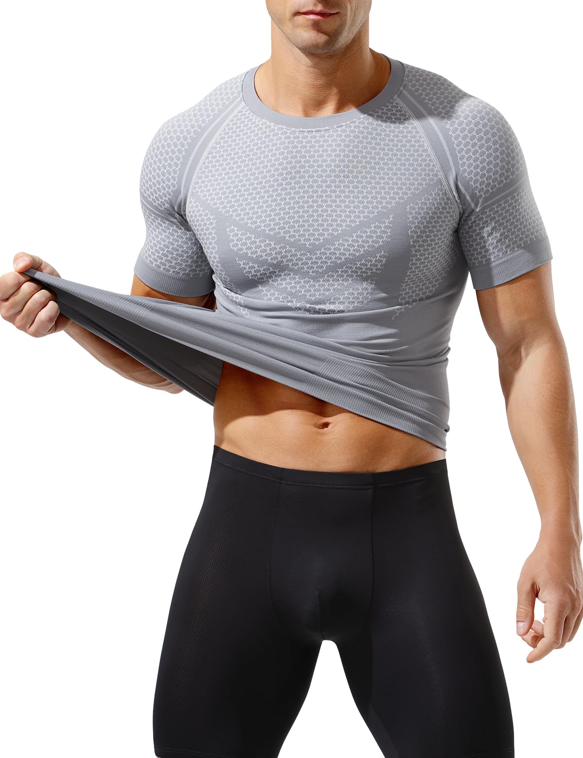 Camiseta de Compresión Hombre Manga Corta, Camiseta Deportiva con Compresión Suave, Ropa Interior Elástica Transpirable para Running y Uso Diario