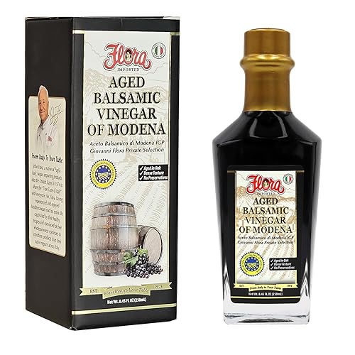 Vinagre Balsámico Anfora Botella 8.5 oz - 25 Estrellas  Flora Vinagre de Vino Balsámico de Módena ENVEJECIDO 10 años  Flora Foods  Botella Anfora